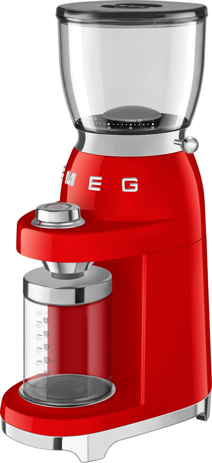 آسیاب قهوه اسمگ ایتالیا مدل SMEG CGF01RDEU  | رنگ قرمز | طراحی رترو با تیغه استیل مخروطی